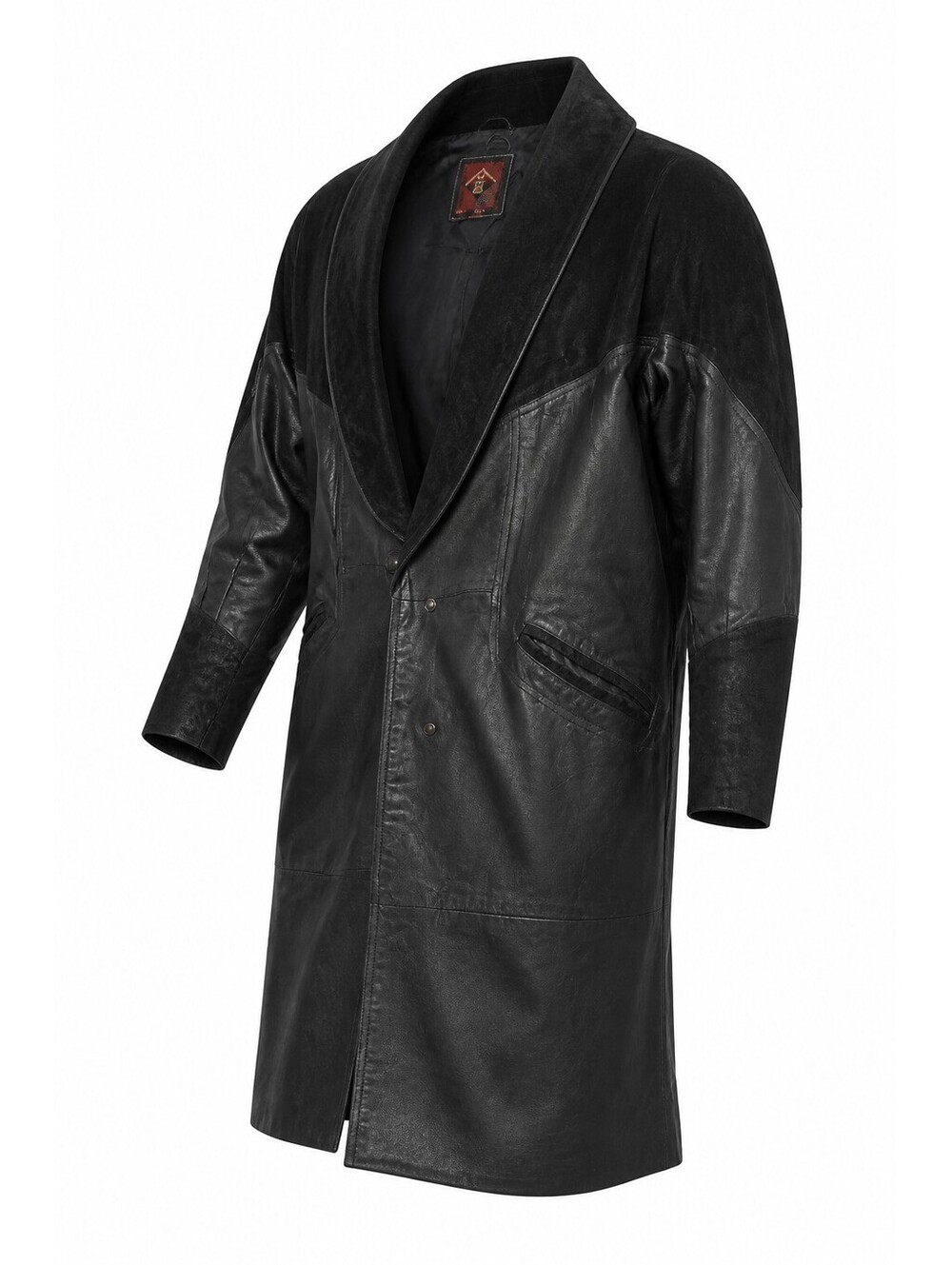 G‑III Women’s S Black Leather Coat Suede Pattern Trim